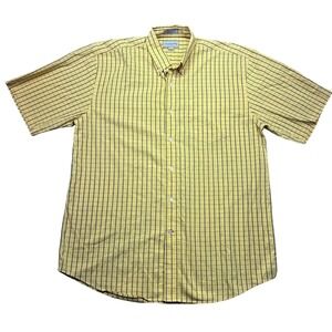 Cutter & Buck XL Yellow Plaid Short Sleeve Button Down Shirt Boho Preppy Western
